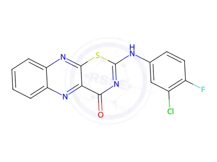 Chemical structure of 2-((3-Chloro-4-fluorophenyl)amino)-4H-[1,3]thiazino[5,6-b]quinoxalin-4-one
