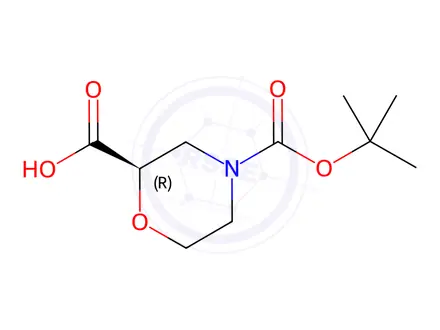 Chemical structure of (2R)-4-(1,1-Dimethylethyl) Ester 2,4-Morpholinedicarboxylic Acid