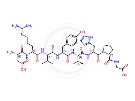 Chemical structure of (2S,5S,8S,11S,14S,17S)-2-((1H-Imidazol-5-yl)methyl)-17-amino-5-((S)-sec-butyl)-1-((S)-2-((carboxymethyl)carbamoyl)pyrrolidin-1-yl)-14-(3-guanidinopropyl)-8-(4-hydroxybenzyl)-11-isopropyl-1,4,7,10,13,16-hexaoxo-3,6,9,12,15-pentaazanonadecan-19-oic Acid