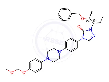 Chemical structure of 2-[(1S,2S)-1-Ethyl-2-(phenylmethoxy)propyl]-2,4-dihydro-4-[4-[4-(4-O-methoxymethyl-4-hydroxyphenyl)-1-piperazinyl]phenyl]-3H-1,2,4-triazol-3-one