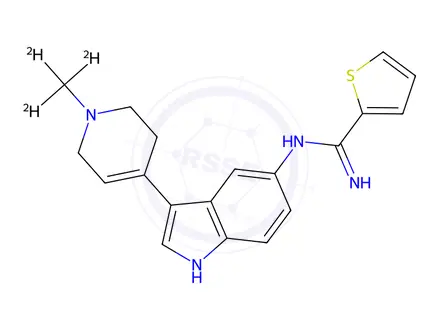 Chemical structure of N-[3-(1,2,3,6-Tetrahydro-1-methyl-d3-4-pyridinyl)-1H-indol-5-yl]-2-thiophenecarboximidamide