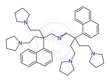 Chemical structure of 1,1'-[3-(1-Naphtyl)-3-[N-[2-(1-naphtyl)-2-[2-(1-pyrrolidinyl)ethyl]-4-(1-pyrrolidinyl)butyl]formimidoyl]pentane-1,5-diyl]bispyrrolidine