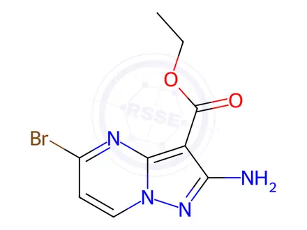 Chemical structure of ethyl 2-amino-5-bromopyrazolo[1,5-a]pyrimidine-3-carboxylate