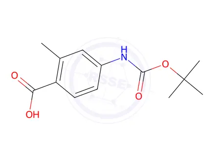 Chemical structure of 4-((Tert-butoxycarbonyl)amino)-2-methylbenzoic acid