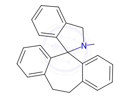 Chemical structure of 2',3',10,11-tetrahydro-2'-methylspiro[5H-dibenzo[a,d]cycloheptene-5,1'-[1H]isoindole]