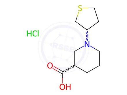 Chemical structure of 1-(Tetrahydro-3-thienyl)piperidine-3-carboxylic acid hydrochloride