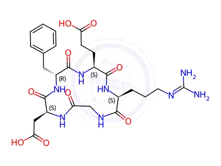 Chemical structure of 3-((2S,5S,11S,14R)-14-Benzyl-11-(carboxymethyl)-5-(3-guanidinopropyl)-3,6,9,12,15-pentaoxo-1,4,7,10,13-pentaazacyclopentadecan-2-yl)propanoic Acid