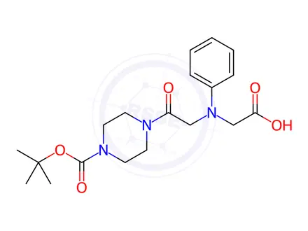 Chemical structure of [{2-[4-(tert-Butoxycarbonyl)piperazin-1-yl]-2-oxoethyl}(phenyl)amino]acetic acid