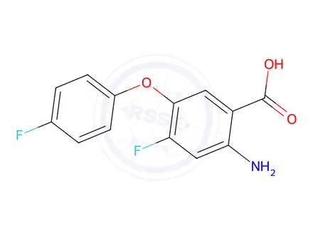 Chemical structure of 2-Amino-4-fluoro-5-(4-fluorophenoxy)benzoic acid
