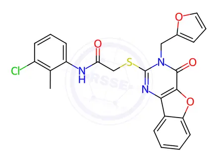 Chemical structure of N-(3-chloro-2-methylphenyl)-2-((3-(furan-2-ylmethyl)-4-oxo-3,4-dihydrobenzofuro[3,2-d]pyrimidin-2-yl)thio)acetamide