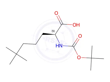 Chemical structure of Heptanoic acid, 2-[[(1,1-dimethylethoxy)carbonyl]amino]-6,6-dimethyl-, (2S)-