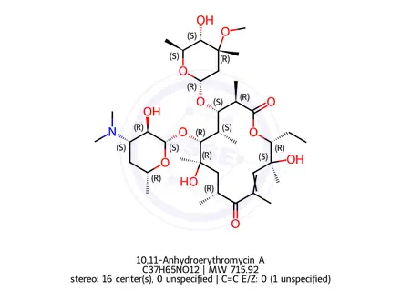Chemical structure of 10,11-Anhydroerythromycin A