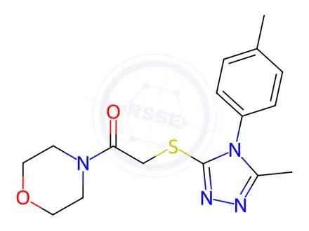 Chemical structure of Ethanone, 2-[[5-methyl-4-(4-methylphenyl)-4H-1,2,4-triazol-3-yl]thio]-1-(4-morpholinyl)-