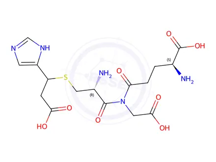 Chemical structure of S-(2-carboxy-1-(1H-imidazol-4-yl)ethyl)glutathione