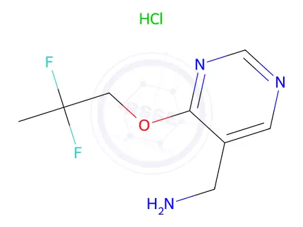 Chemical structure of 5-Pyrimidinemethanamine, 4-(2,2-difluoropropoxy)-, hydrochloride