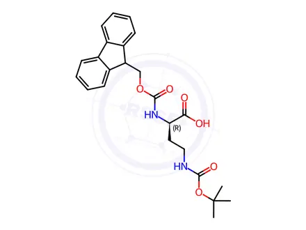 Chemical structure of Fmoc-D-dab(boc)-OH