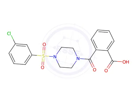 Chemical structure of 2-[4-(3-chlorobenzenesulfonyl)piperazine-1-carbonyl]benzoic acid