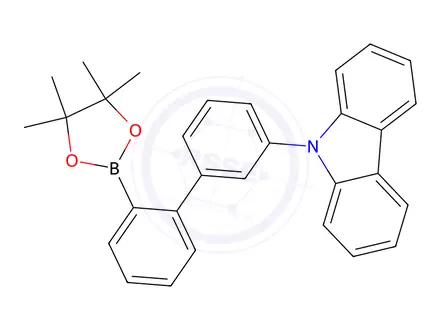 Chemical structure of 9H-Carbazole, 9-[2'-(4,4,5,5-tetramethyl-1,3,2-dioxaborolan-2-yl)[1,1'-biphenyl]-3-yl]-