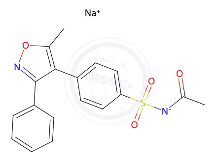 Chemical structure of Sodium acetyl((4-(5-methyl-3-phenylisoxazol-4-yl)phenyl)sulfonyl)amide