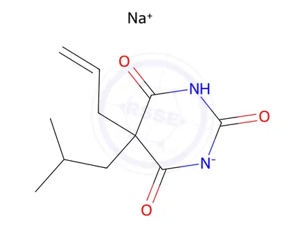 Chemical structure of sodium 5-allyl-5-isobutylbarbiturate