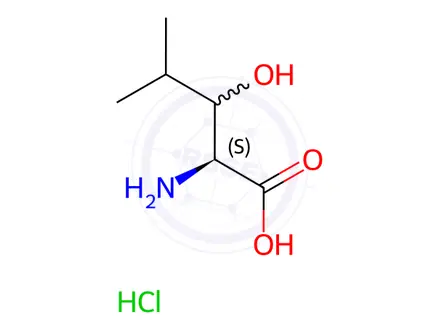 Chemical structure of (2S)-2-Amino-3-hydroxy-4-methylpentanoic acid hydrochloride