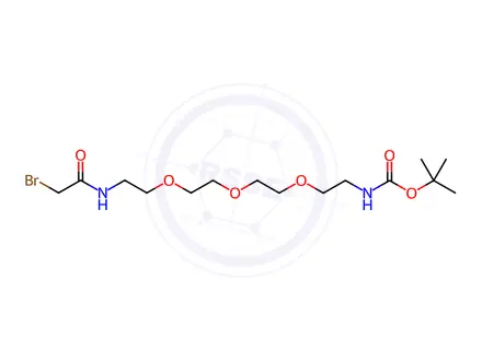 Chemical structure of Bromoacetamido-PEG3-Boc-amine