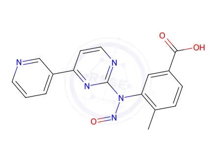Chemical structure of 4-Methyl-3-(nitroso(4-(pyridin-3-yl)pyrimidin-2-yl)amino)benzoic Acid