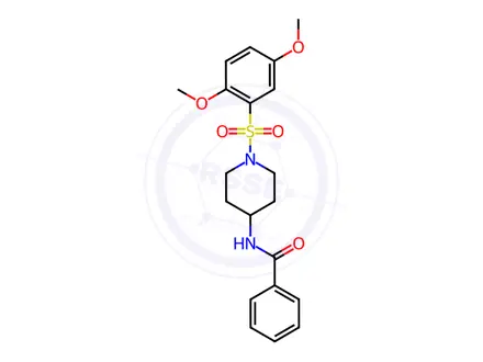 Chemical structure of N-(1-((2,5-dimethoxyphenyl)sulfonyl)piperidin-4-yl)benzamide