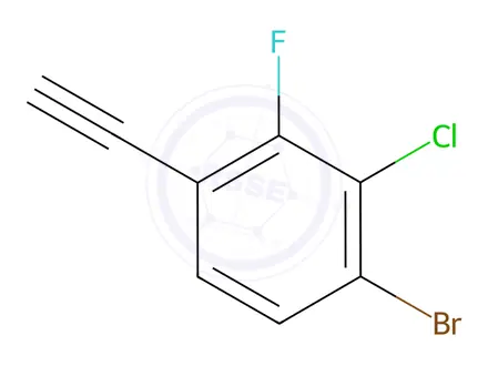 Chemical structure of Benzene, 1-bromo-2-chloro-4-ethynyl-3-fluoro-