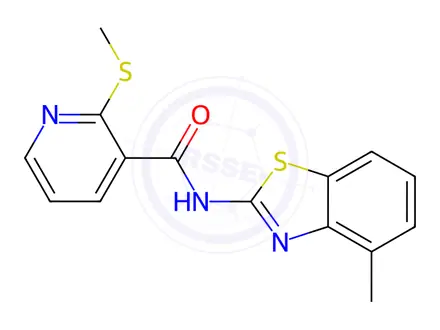 Chemical structure of N-(4-Methylbenzo[d]thiazol-2-yl)-2-(methylthio)nicotinamide