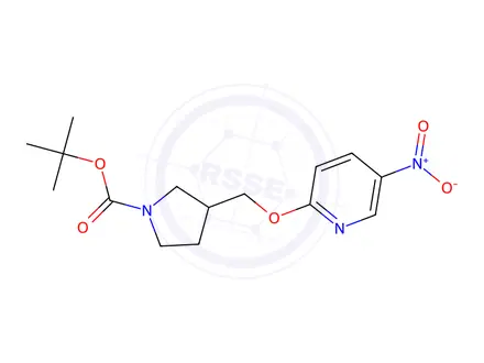 Chemical structure of tert-Butyl 3-(((5-nitropyridin-2-yl)oxy)methyl)pyrrolidine-1-carboxylate