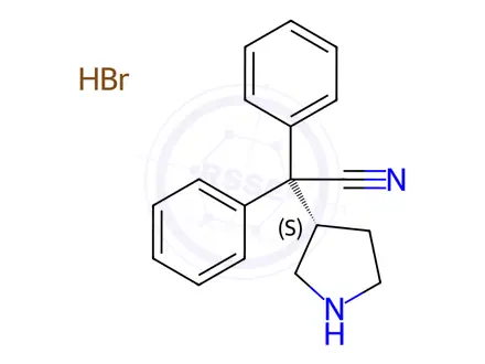 Chemical structure of (S)-2,2-Diphenyl-2-(pyrrolidin-3-yl)acetonitrile hydrobromide