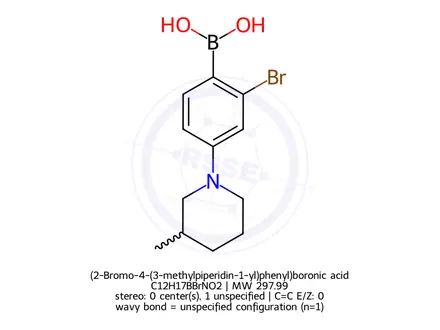 Chemical structure of (2-Bromo-4-(3-methylpiperidin-1-yl)phenyl)boronic acid