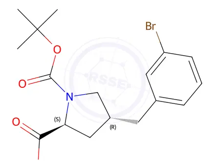Chemical structure of (2S,4R)-4-(3-bromobenzyl)-1-(tert-butoxycarbonyl)pyrrolidine-2-carboxylic acid