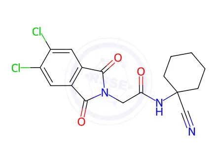 Chemical structure of N-(1-Cyanocyclohexyl)-2-(5,6-dichloro-1,3-dioxoisoindolin-2-yl)acetamide