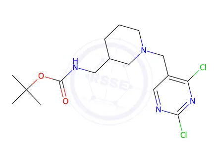 Chemical structure of tert-Butyl ((1-((2,4-dichloropyrimidin-5-yl)methyl)piperidin-3-yl)methyl)carbamate