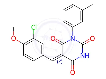 Chemical structure of (5Z)-5-[(3-chloro-4-methoxyphenyl)methylidene]-1-(3-methylphenyl)-1,3-diazinane-2,4,6-trione