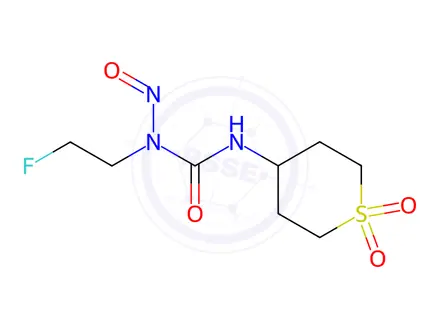 Chemical structure of 4-[[(2-Fluoroethyl)nitrosocarbamoyl]amino]tetrahydro-2H-thiopyran 1,1-dioxide