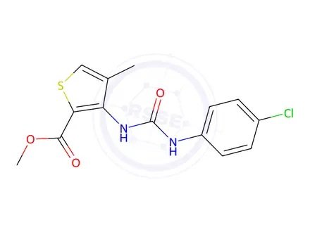 Chemical structure of Methyl 3-{[(4-chlorophenyl)carbamoyl]amino}-4-methylthiophene-2-carboxylate
