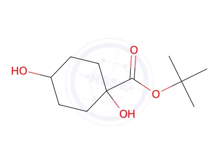 Chemical structure of cis-tert-Butyl-1,4-dihydroxycyclohexane-1-carboxylate