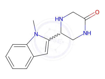 Chemical structure of 5-(1-methyl-1H-indol-2-yl)piperazin-2-one