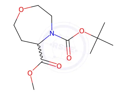 Chemical structure of O4-tert-butyl O5-methyl 1,4-oxazepane-4,5-dicarboxylate