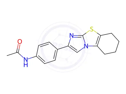 Chemical structure of N-(4-(5,6,7,8-tetrahydrobenzo[d]imidazo[2,1-b]thiazol-2-yl)phenyl)acetamide