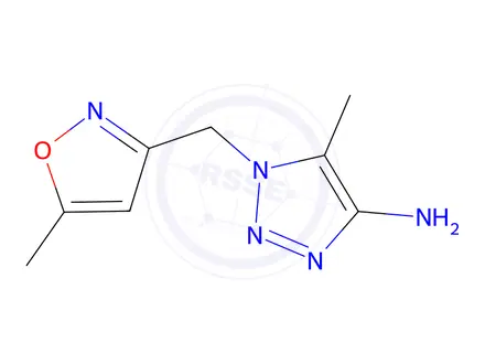 Chemical structure of 5-methyl-1-[(5-methyl-1,2-oxazol-3-yl)methyl]-1H-1,2,3-triazol-4-amine