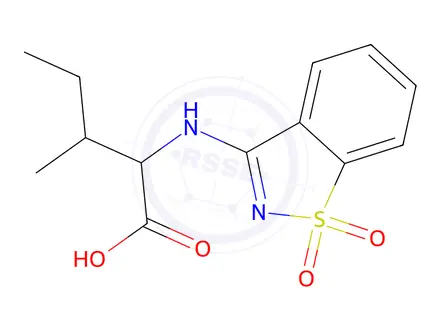 Chemical structure of 2-[(1,1-dioxo-1lambda6,2-benzothiazol-3-yl)amino]-3-methylpentanoic acid