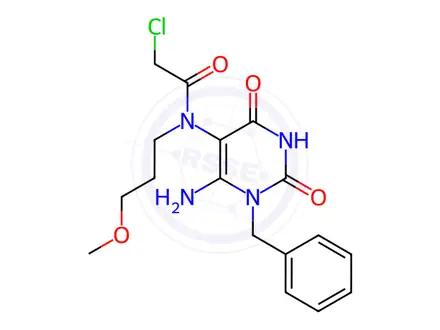 Chemical structure of N-(6-amino-1-benzyl-2,4-dioxo-1,2,3,4-tetrahydropyrimidin-5-yl)-2-chloro-N-(3-methoxypropyl)acetamide