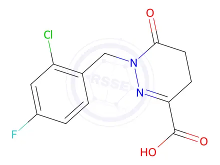 Chemical structure of 1-[(2-chloro-4-fluorophenyl)methyl]-6-oxo-1,4,5,6-tetrahydropyridazine-3-carboxylic acid