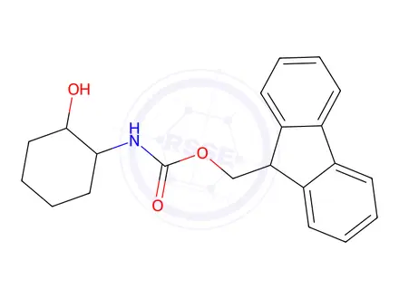 Chemical structure of 9H-fluoren-9-ylmethyl N-(2-hydroxycyclohexyl)carbamate