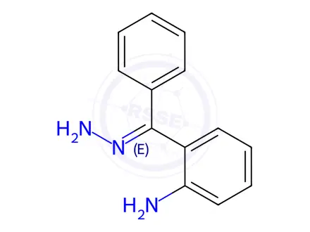 Chemical structure of (E)-2-(hydrazineylidene(phenyl)methyl)aniline