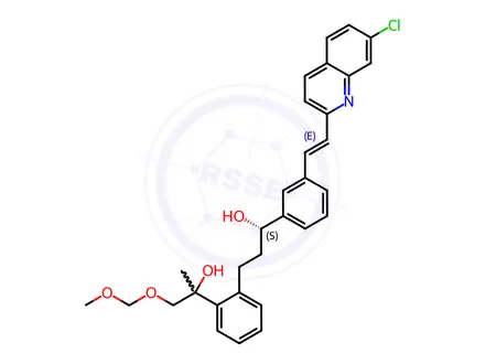 Chemical structure of 2-[3-(S)-[3-(2-(7-Chloro-2-quinolinyl)ethenyl)phenyl]-3-hydroxypropyl]phenyl-2-(1’-hydroxy-2’-methoxymethyl)propanol (Mixture of Diastereomers)
